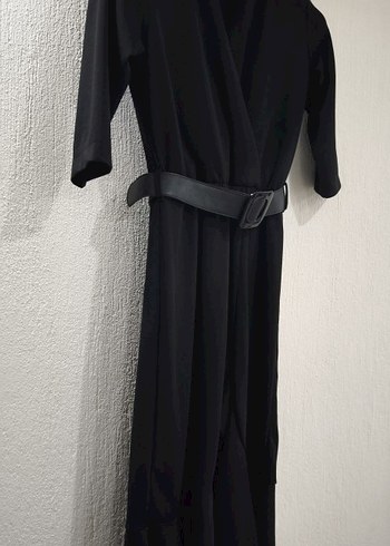 Kemerli Siyah Uzun Kadın Elbise - Görsel 2