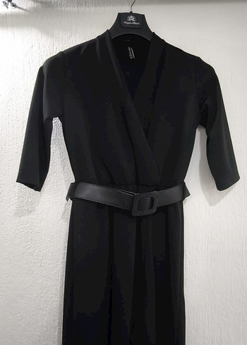 Kemerli Siyah Uzun Kadın Elbise - Görsel 4