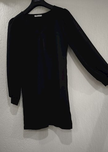 Siyah Uzun Drapeli Kadın Elbise - Görsel 4