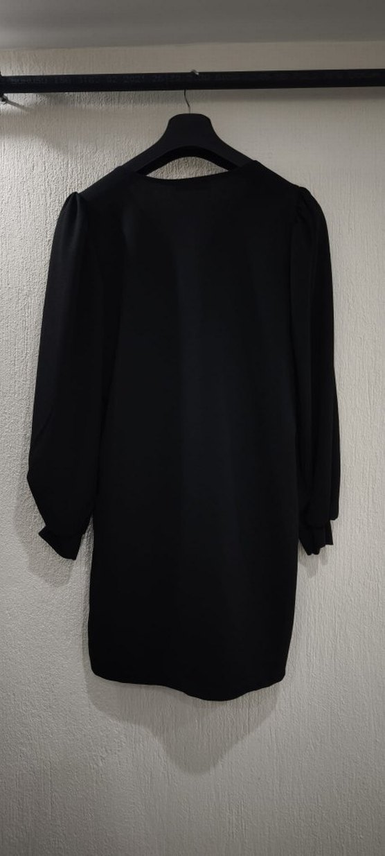 Siyah Uzun Drapeli Kadın Elbise - Görsel 2