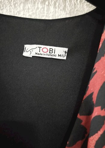 Bordo Leopar Desenli V Yakalı Şifon Elbise - Görsel 5