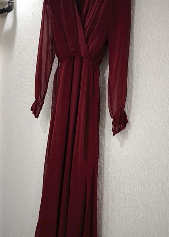 Uzun kollu içi astarlı uzun elbise - Görsel 3