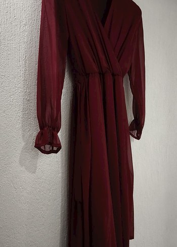 Uzun kollu içi astarlı uzun elbise - Görsel 4