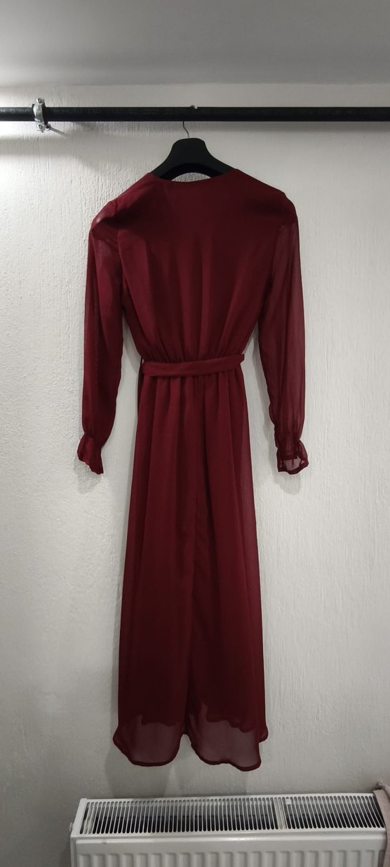 Uzun kollu içi astarlı uzun elbise - Görsel 5