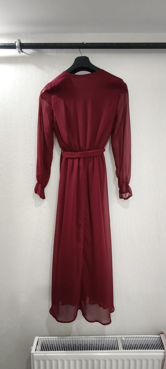 Uzun kollu içi astarlı uzun elbise - Görsel 2