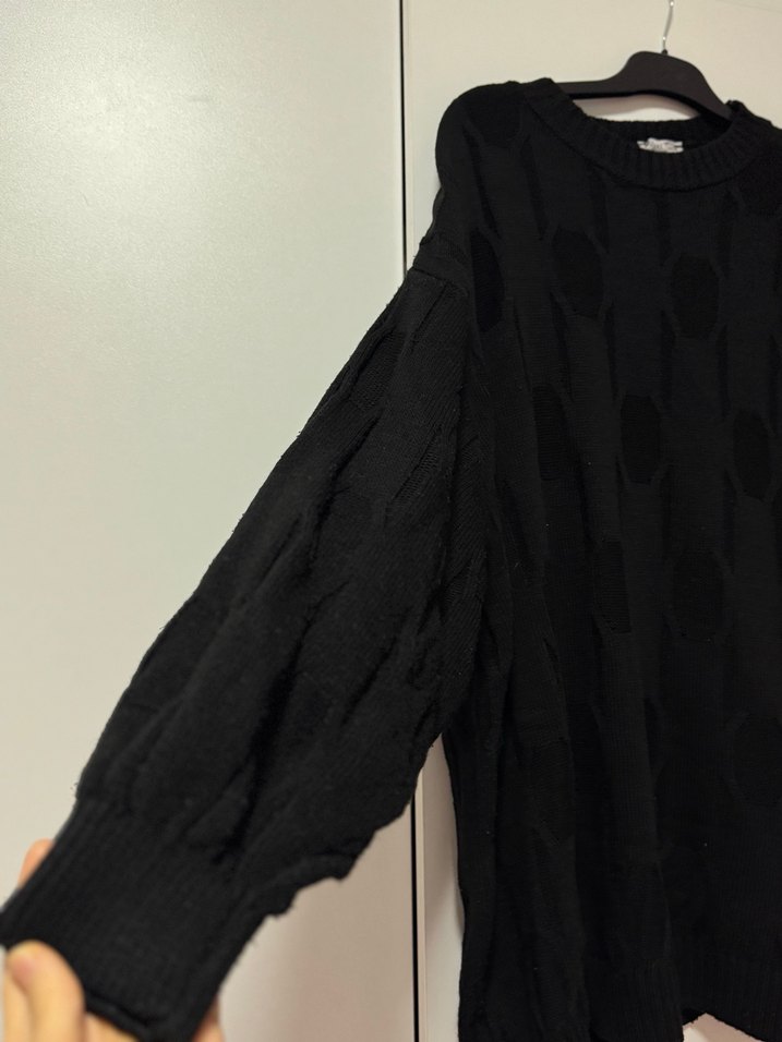 Siyah Örgü Kadın Triko - Görsel 2