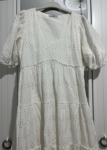 Dantel Detaylı Beyaz Bohem Midi Elbise - Görsel 2