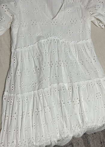 Dantel Detaylı Beyaz Bohem Midi Elbise - Görsel 4