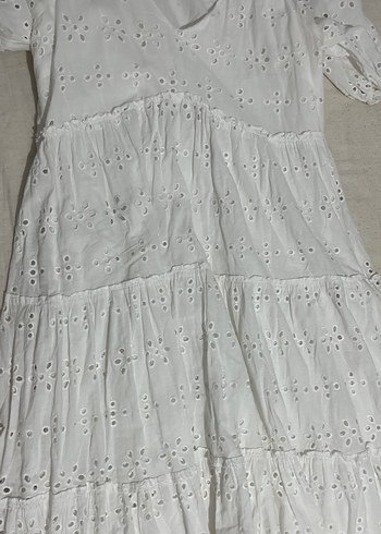 Dantel Detaylı Beyaz Bohem Midi Elbise - Görsel 5