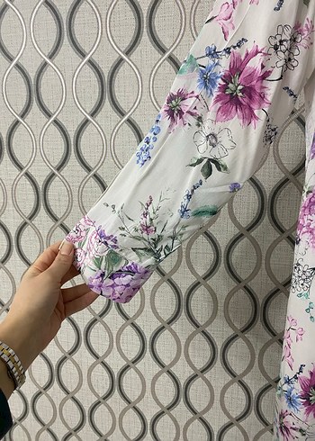 Bohem Renkli Uzun Kadın tesettür tunik gömlek - Görsel 2