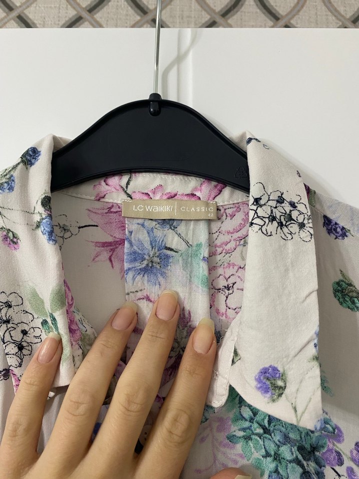 Bohem Renkli Uzun Kadın tesettür tunik gömlek - Görsel 3