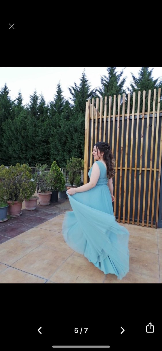 Mavi Uzun Abiye Elbise - Görsel 3