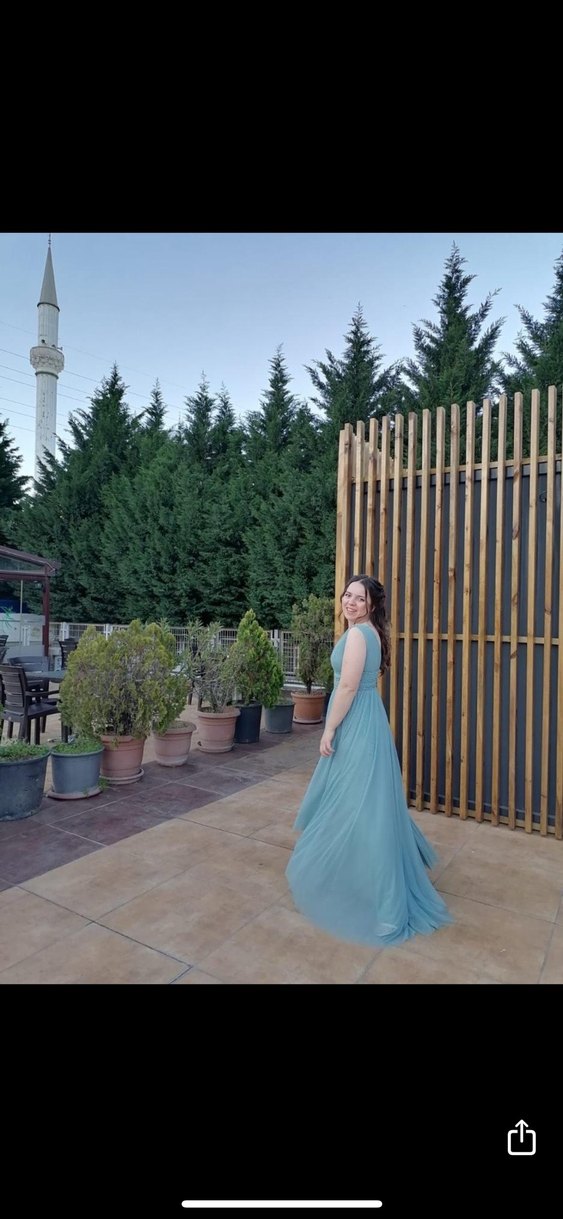 Mavi Uzun Abiye Elbise - Görsel 2