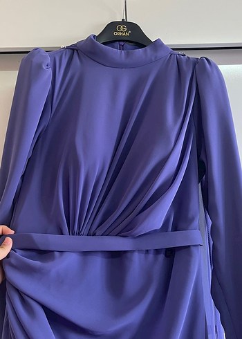 Mor Drapeli Uzun Abiye Elbise - Görsel 3
