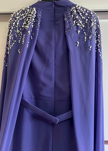 Mor Drapeli Uzun Abiye Elbise - Görsel 2