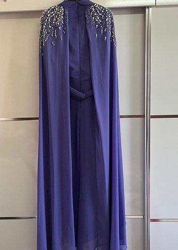 Mor Drapeli Uzun Abiye Elbise - Görsel 6