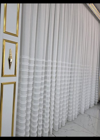 Keten Çizgili 1. Kalite Tül Perde - Görsel 2