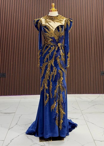 Uzun Kollu Drapeli Mor Abiye Elbise - Görsel 4