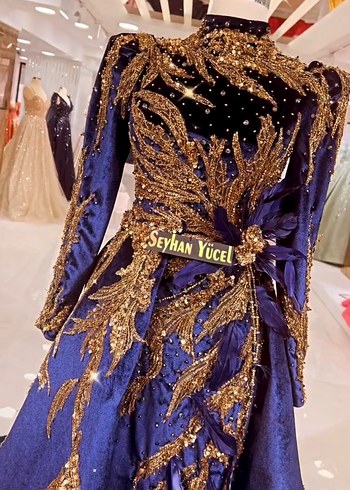 Uzun Kollu Drapeli Mor Abiye Elbise - Görsel 3