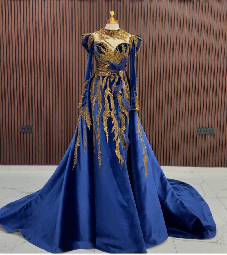 Uzun Kollu Drapeli Mor Abiye Elbise - Görsel 5