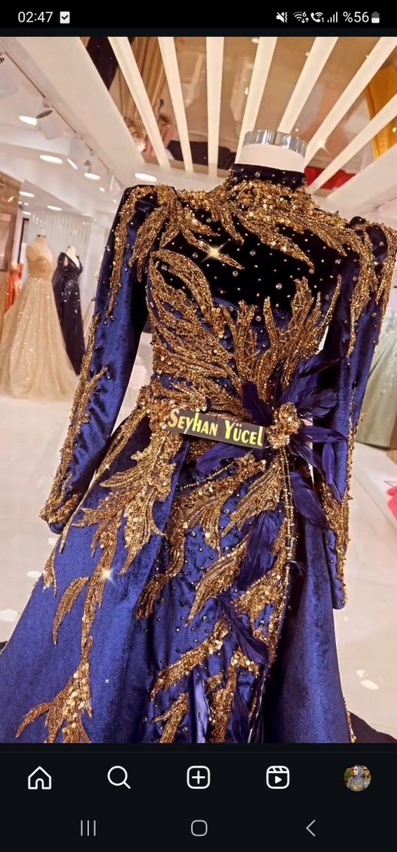 Uzun Kollu Drapeli Mor Abiye Elbise - Görsel 3