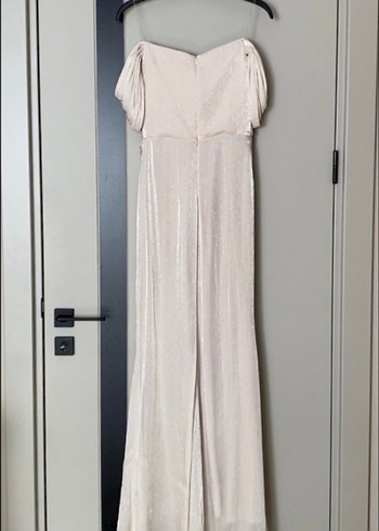 Straplez Beyaz Midi Düğün Elbisesi Yırtmaçlı - Görsel 4