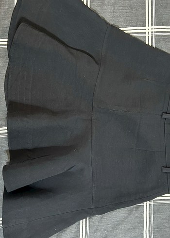 Siyah Pilili Midi Hamile Keten Etek - Görsel 2