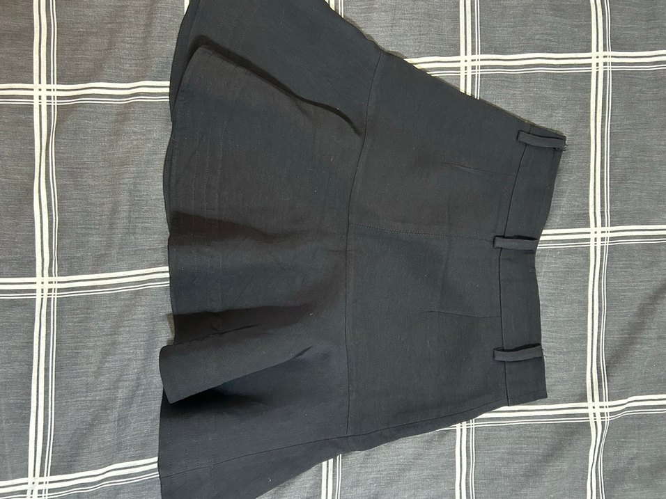 Siyah Pilili Midi Hamile Keten Etek - Görsel 2