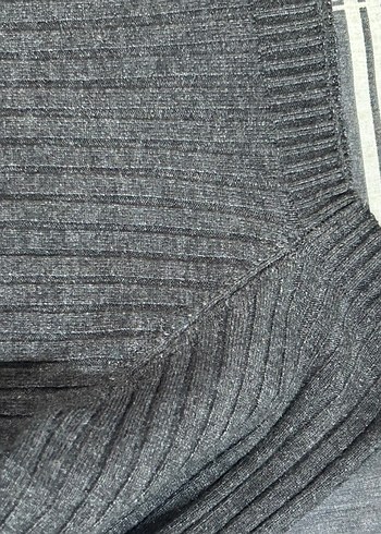 Gri Kadın Triko Uzun Kollu Bluz - Görsel 2