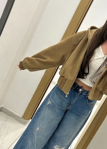 Kapüşonlu Bej Kadın Ceket - Görsel 3