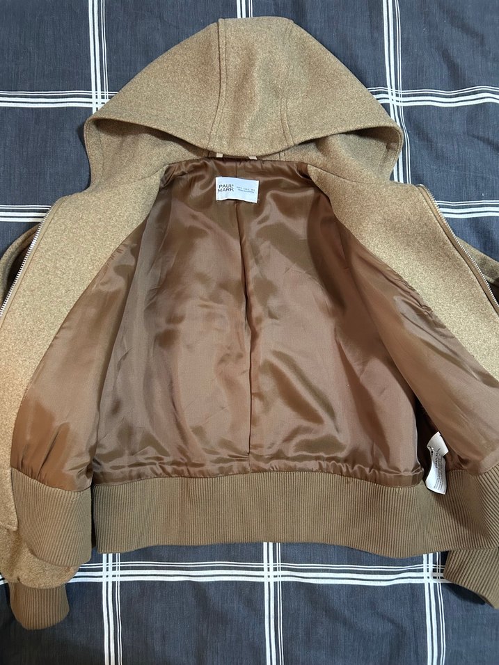 Kapüşonlu Bej Kadın Ceket - Görsel 2