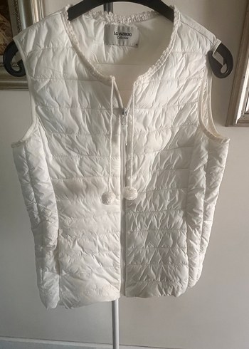 Beyaz Düğmeli Kolsuz Midi Yelek - Görsel 2