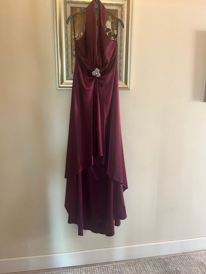 Bordo Drapeli Uzun Abiye Elbise - Görsel 4