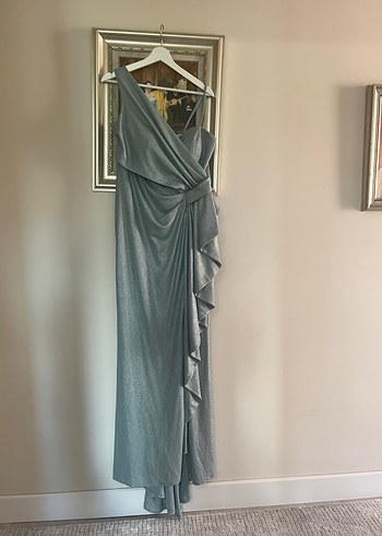 Gri Drapeli Uzun Abiye Elbise - Görsel 3