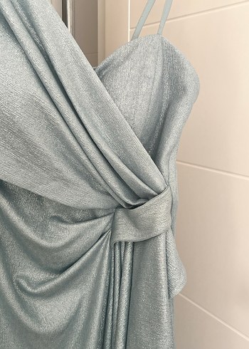 Gri Drapeli Uzun Abiye Elbise - Görsel 2