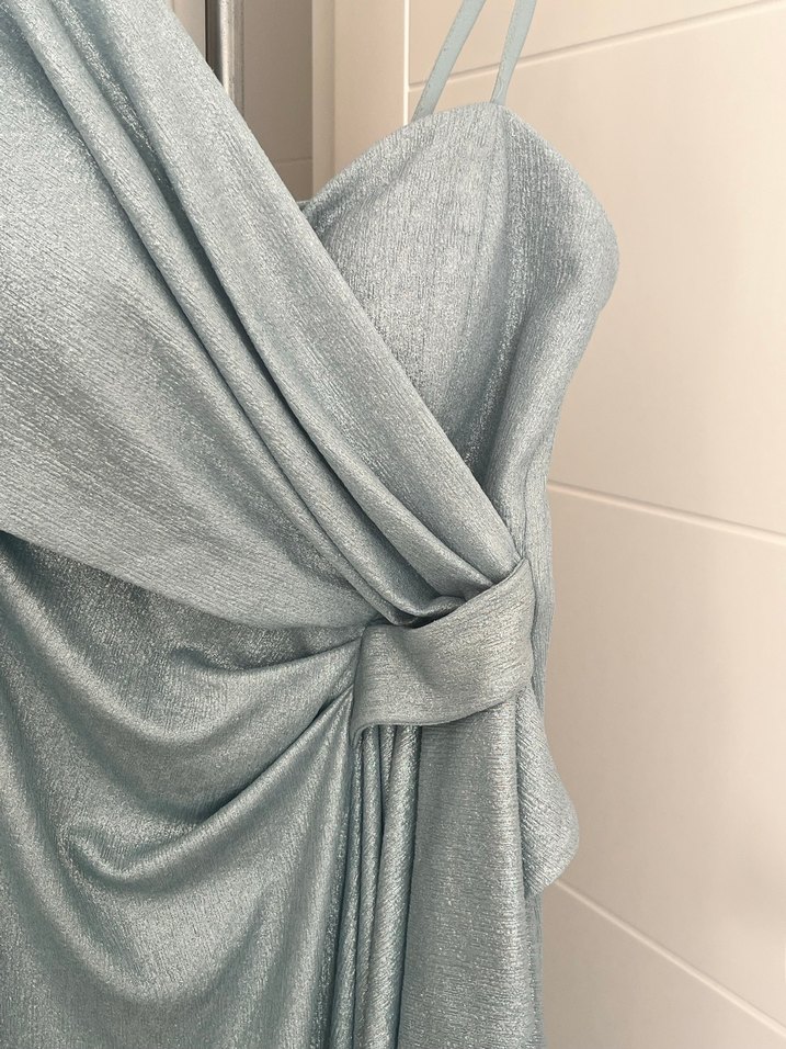 Gri Drapeli Uzun Abiye Elbise - Görsel 2