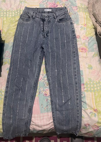 Mavi taşlı jean - Görsel 5