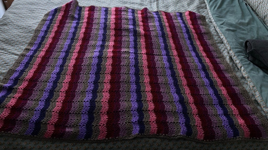 Çizgili Çok Renkli Örgü Çocuk Battaniyesi - Görsel 2