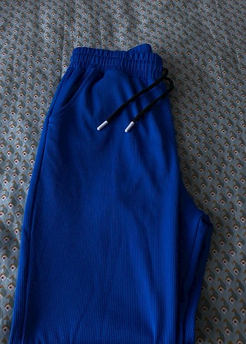 Kadın Mavi Bol Kesim Spor Pantolon - Görsel 2