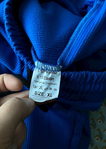 Kadın Mavi Bol Kesim Spor Pantolon - Görsel 3