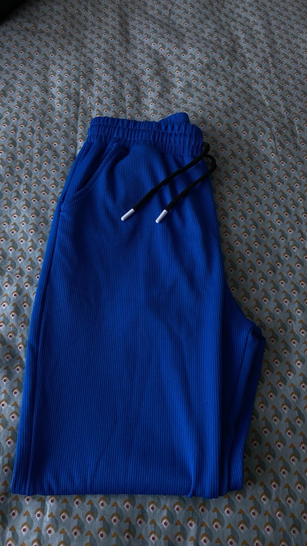 Kadın Mavi Bol Kesim Spor Pantolon - Görsel 2