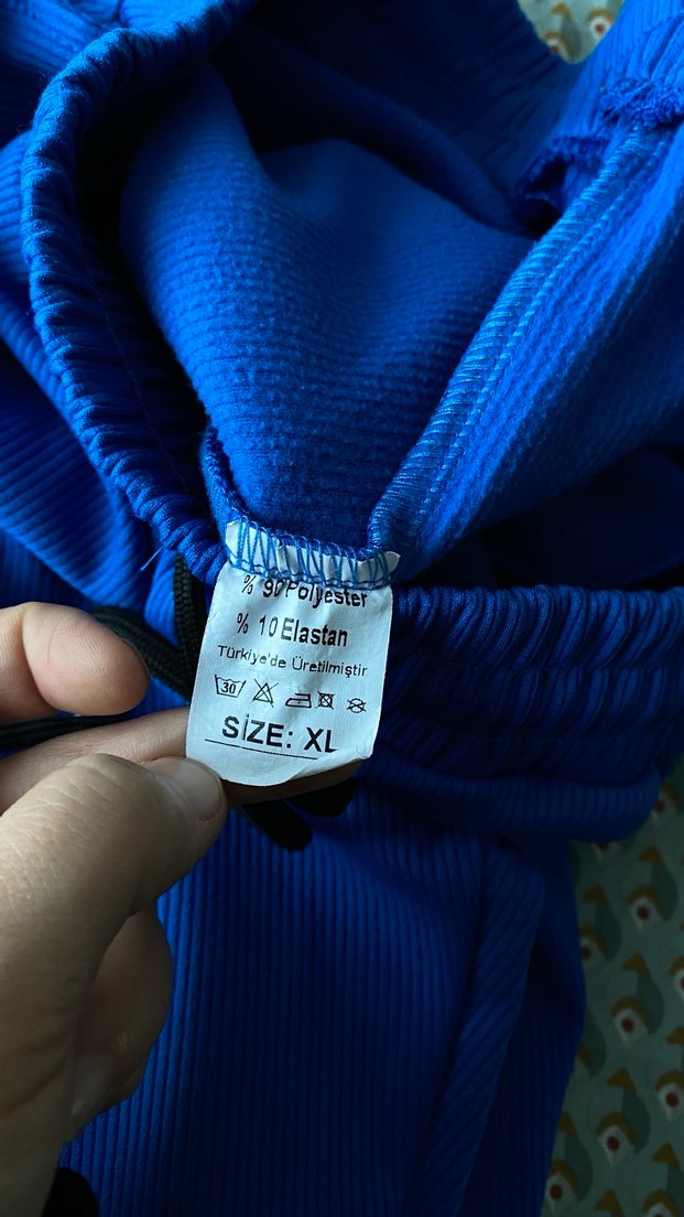 Kadın Mavi Bol Kesim Spor Pantolon - Görsel 3