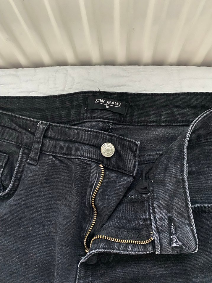 Siyah Midi Boy Geniş Kesim Kadın Kot Pantolon - Görsel 2