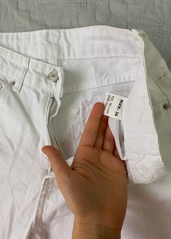 Beyaz Kadın Pamuklu Regular Fit Jean - Görsel 2