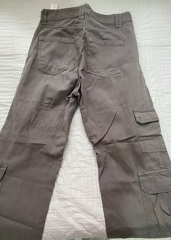 Gri Rahat Kesim Kadın Keten Pantolon - Görsel 3