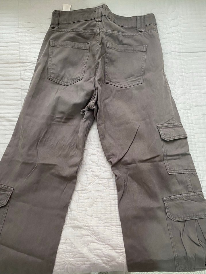 Gri Rahat Kesim Kadın Keten Pantolon - Görsel 3