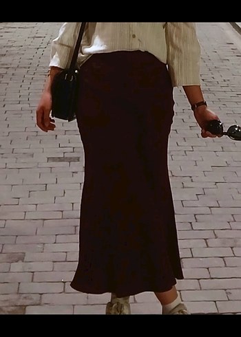 H&M H&M Bordo Uzun kloş Kadın Etek