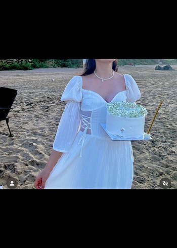 Beyaz Bohem Uzun Elbise Drapeli - Görsel 2