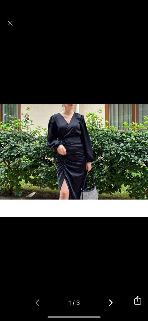 Siyah Drapeli Uzun Kadın Elbise - Görsel 2