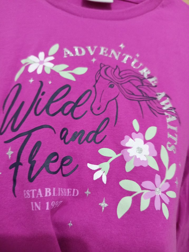 Mor Bohem Uzun Kollu Kız Tişörtü - Görsel 2